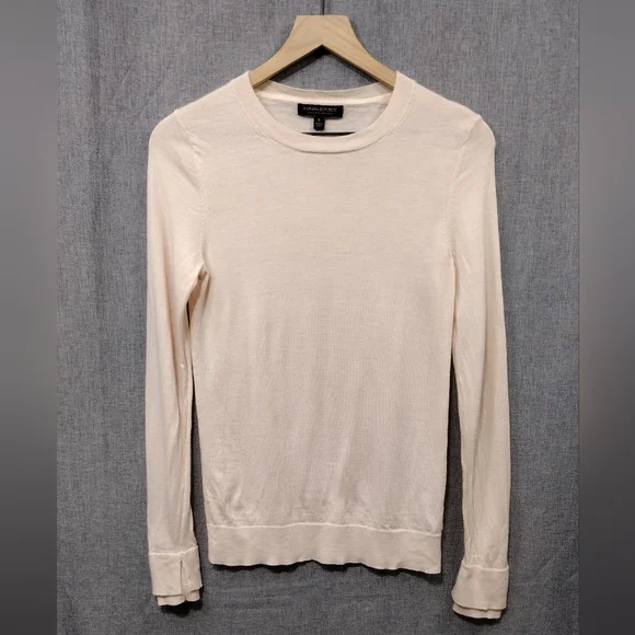Banana Republic 100% Merino Wool Sweater Women's S Cream Casual Minimalist - Picture 1 of 9